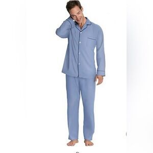 Hanes 21125 Men's Size Large Blue Woven Pajamas Set New